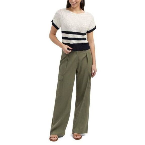 Ellen Tracy Women's Wide Leg Linen Blend Cargo Pants New With Tags Size Large - Picture 1 of 1